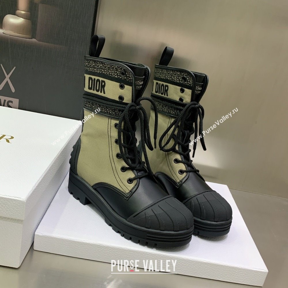dior Warm Taupe and Black Technical Fabric and Black Calfskin D-Major Ankle Boot 2023 (kaola-231011-26)