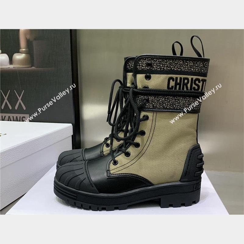 dior Warm Taupe and Black Technical Fabric and Black Calfskin D-Major Ankle Boot 2023 (kaola-231011-26)