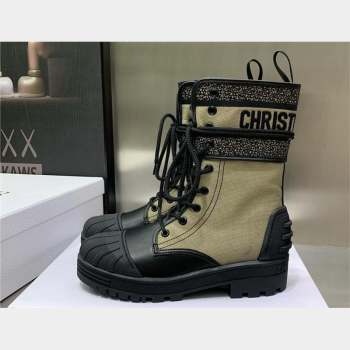 dior Warm Taupe and Black Technical Fabric and Black Calfskin D-Major Ankle Boot 2023 (kaola-231011-26)