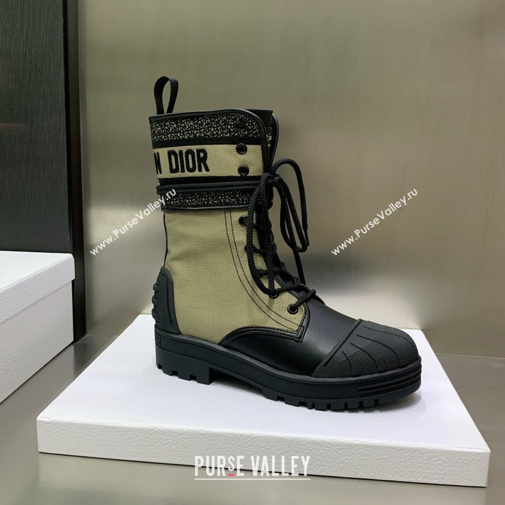 dior Warm Taupe and Black Technical Fabric and Black Calfskin D-Major Ankle Boot 2023 (kaola-231011-26)