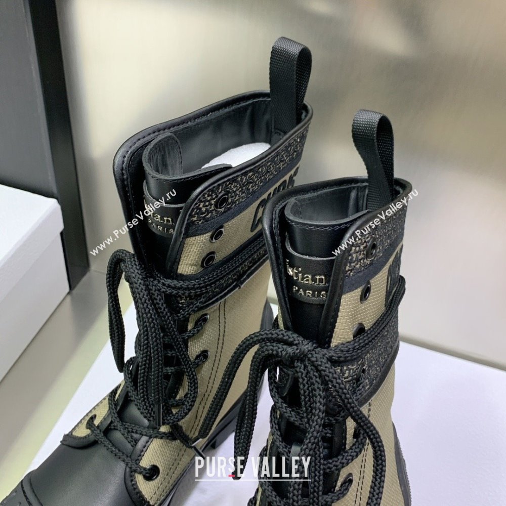 dior Warm Taupe and Black Technical Fabric and Black Calfskin D-Major Ankle Boot 2023 (kaola-231011-26)