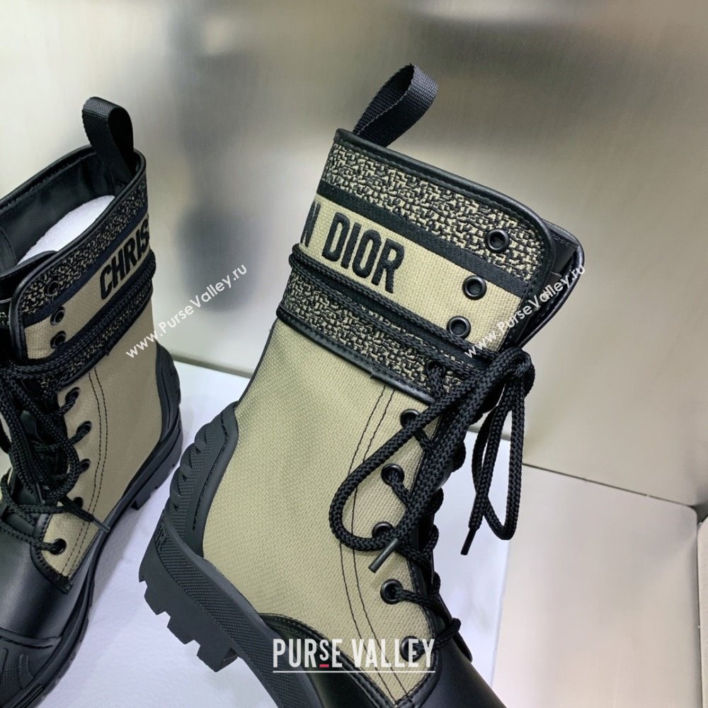 dior Warm Taupe and Black Technical Fabric and Black Calfskin D-Major Ankle Boot 2023 (kaola-231011-26)