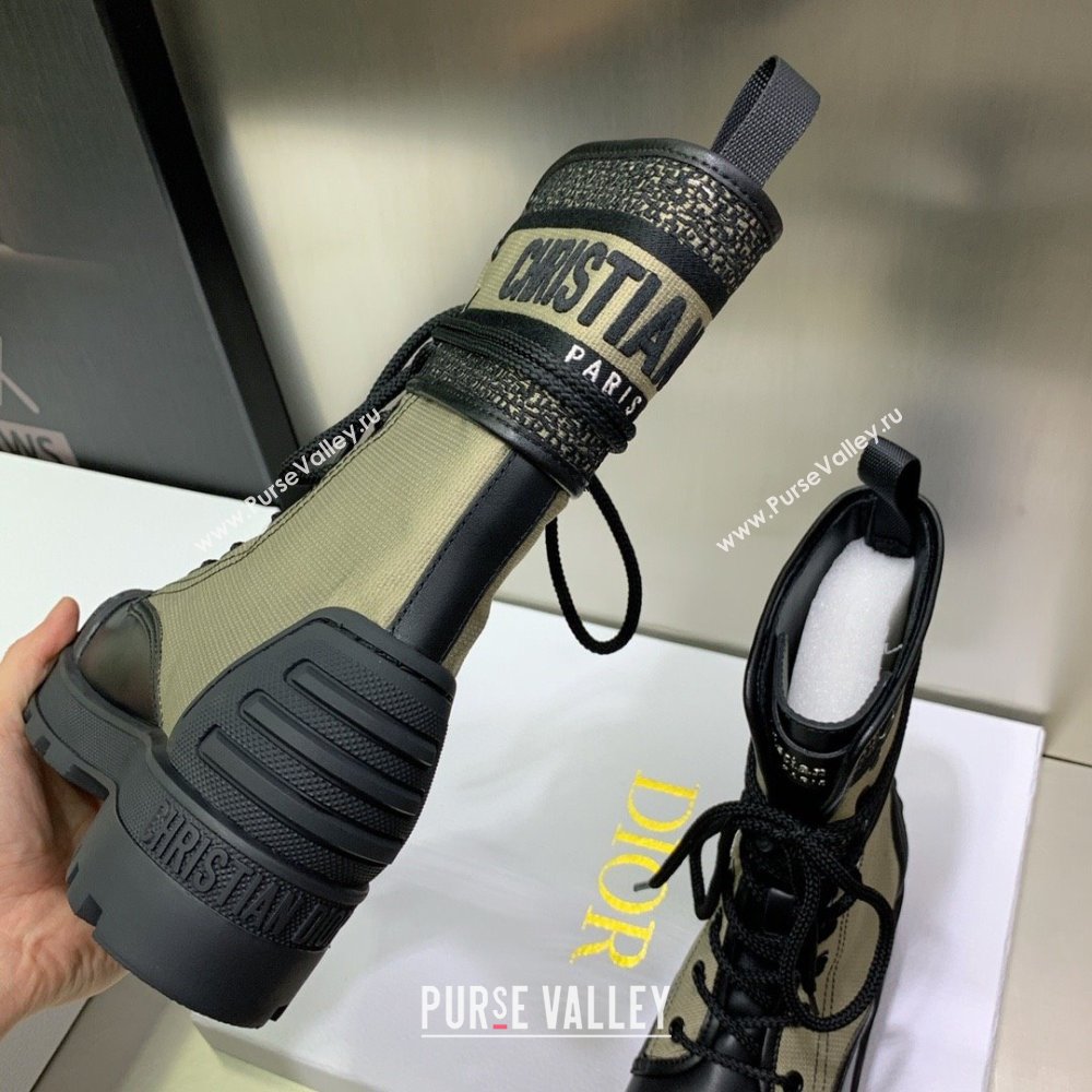 dior Warm Taupe and Black Technical Fabric and Black Calfskin D-Major Ankle Boot 2023 (kaola-231011-26)