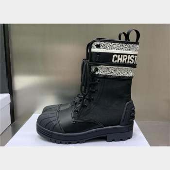 dior Black and White Technical Fabric and Black Calfskin D-Major Ankle Boot 2023 (kaola-231011-27)