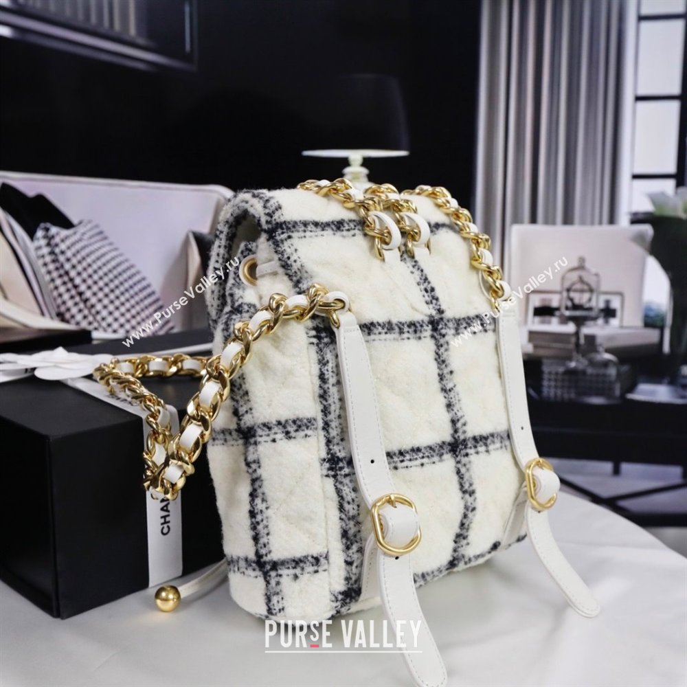 CHANEL AS3615 TWEED BACKPACK WHITE 2022 (YUNDING-231218-01)