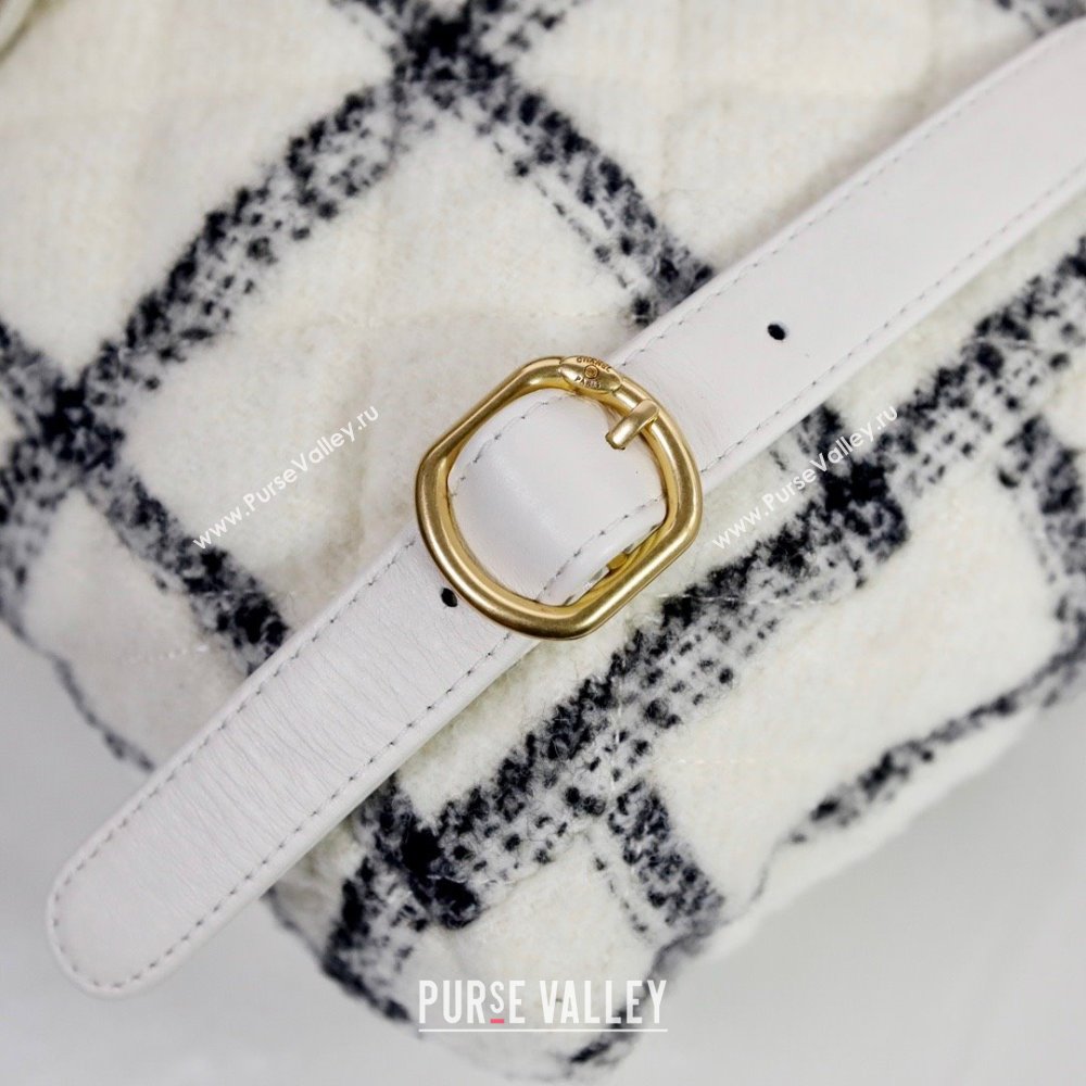 CHANEL AS3615 TWEED BACKPACK WHITE 2022 (YUNDING-231218-01)
