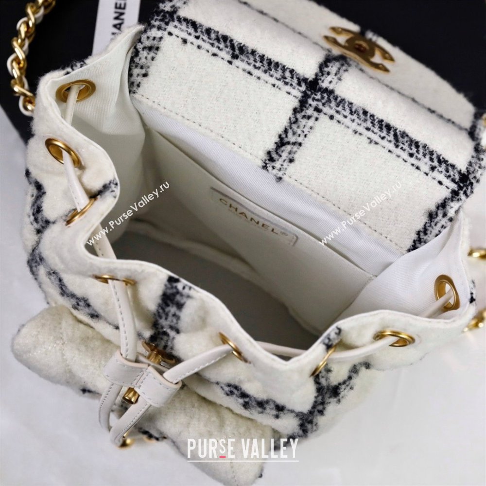 CHANEL AS3615 TWEED BACKPACK WHITE 2022 (YUNDING-231218-01)