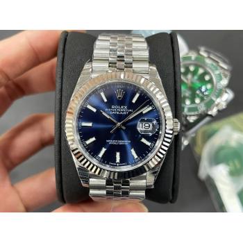 rolex datejust watch 41mm blue/silver (kana-231218-01)