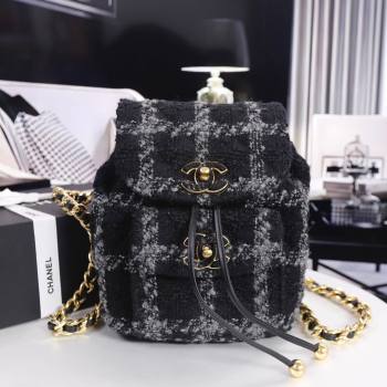 CHANEL AS3615 TWEED BACKPACK black 2022 (YUNDING-231218-02)