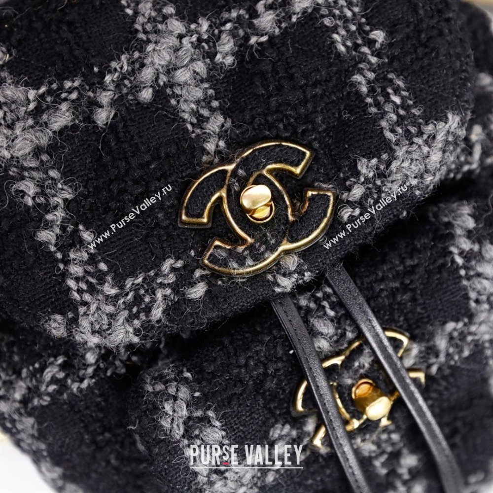 CHANEL AS3615 TWEED BACKPACK black 2022 (YUNDING-231218-02)