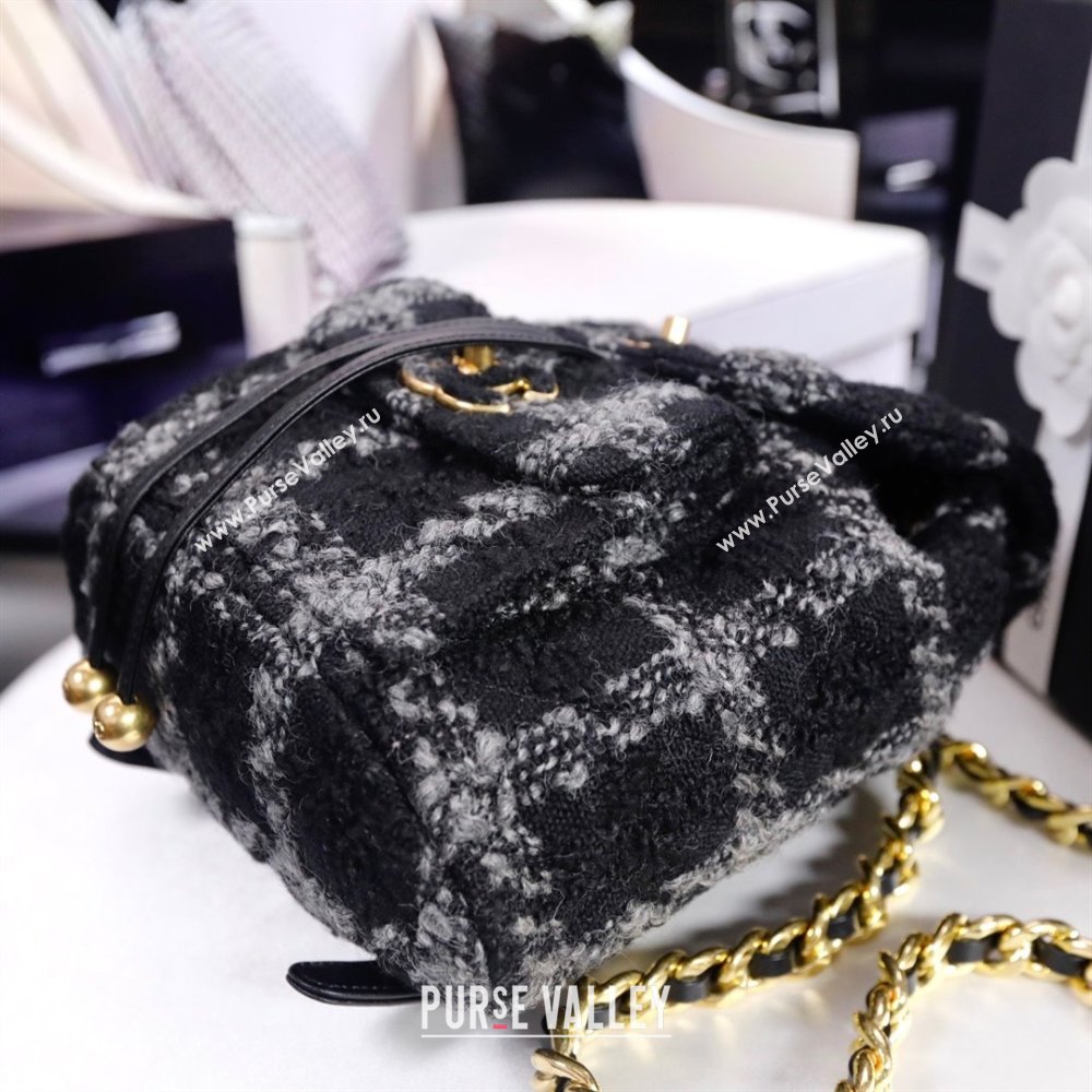 CHANEL AS3615 TWEED BACKPACK black 2022 (YUNDING-231218-02)