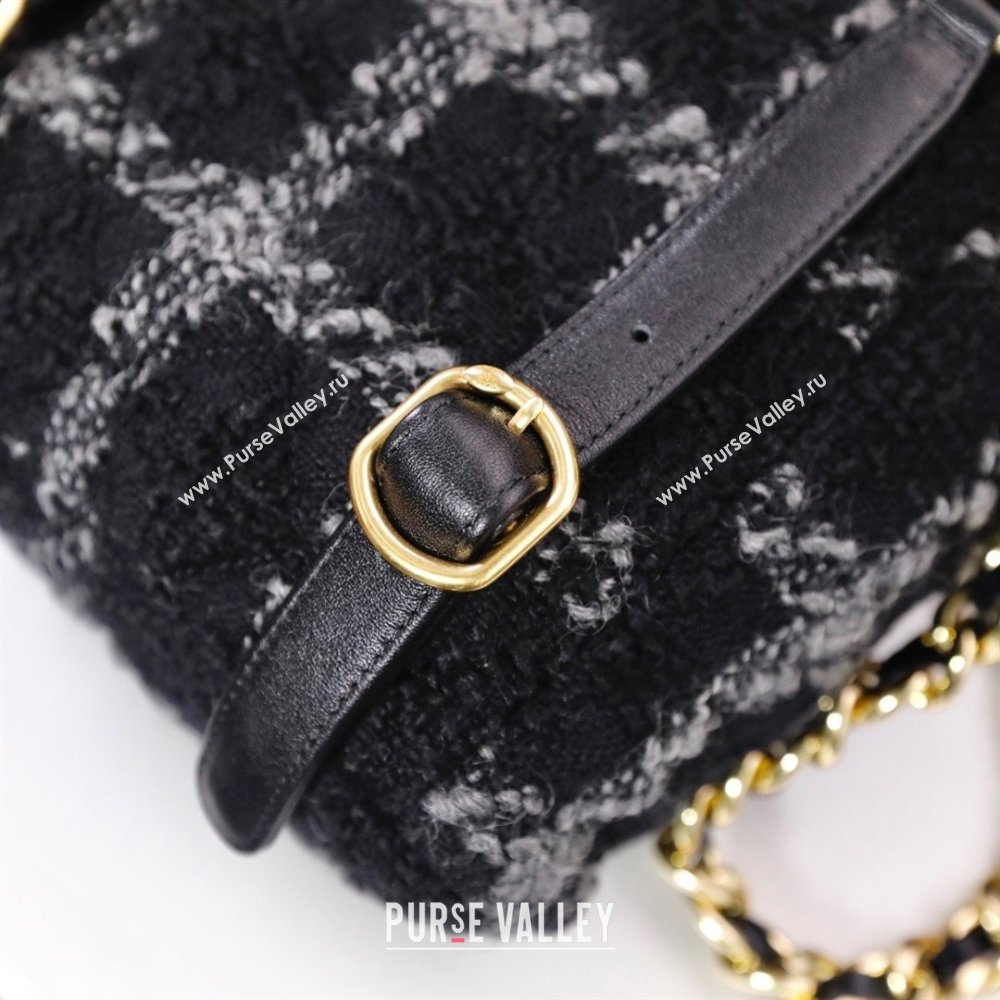 CHANEL AS3615 TWEED BACKPACK black 2022 (YUNDING-231218-02)