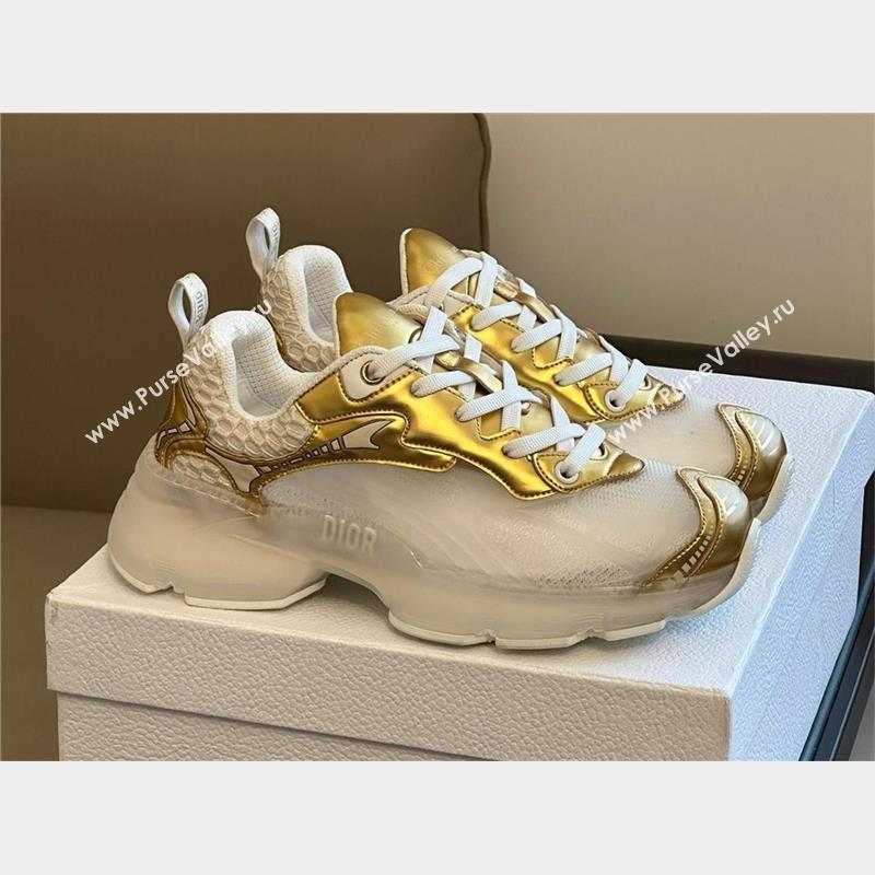 DIOR VIBE SNEAKER White Mesh and Gold-Tone Technical Fabric 2023 (365ss-231012-04)