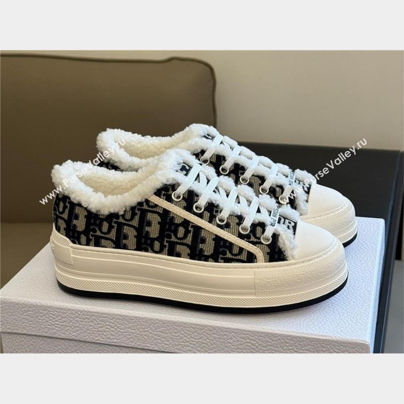 dior blue oblique shearling sneakers 2023 (365ss-231012-02)
