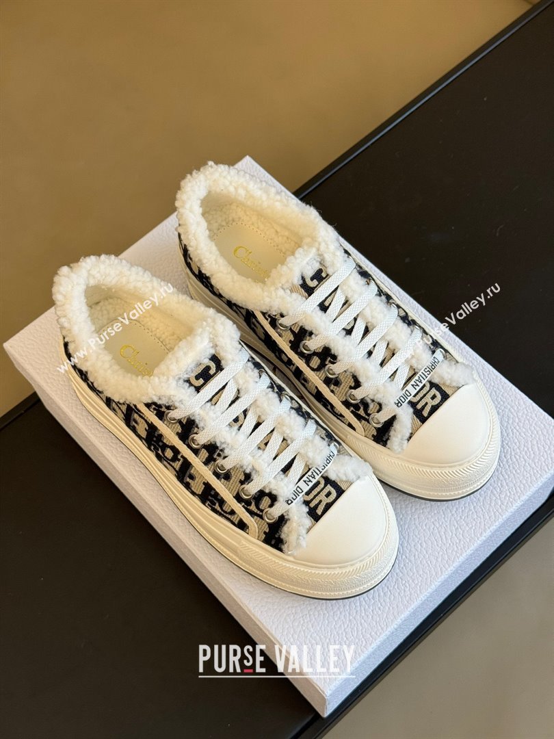 dior blue oblique shearling sneakers 2023 (365ss-231012-02)