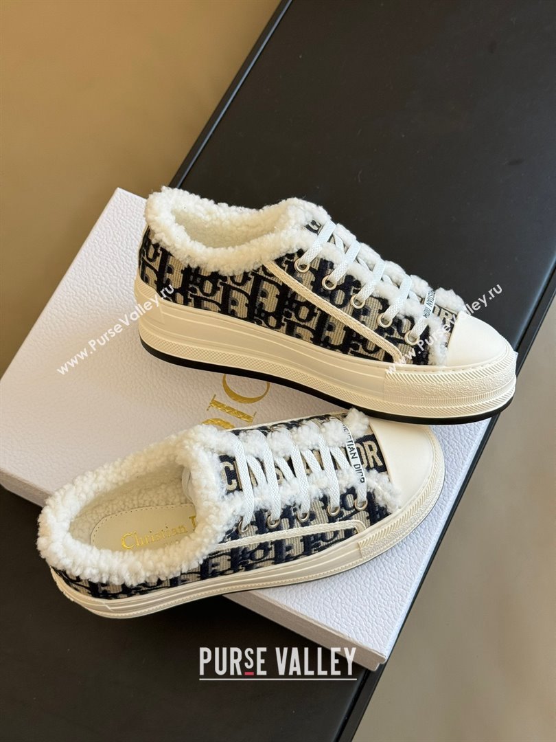 dior blue oblique shearling sneakers 2023 (365ss-231012-02)