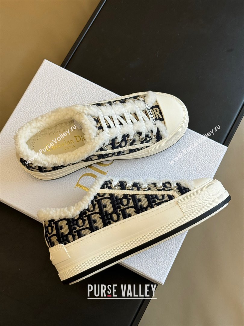 dior blue oblique shearling sneakers 2023 (365ss-231012-02)