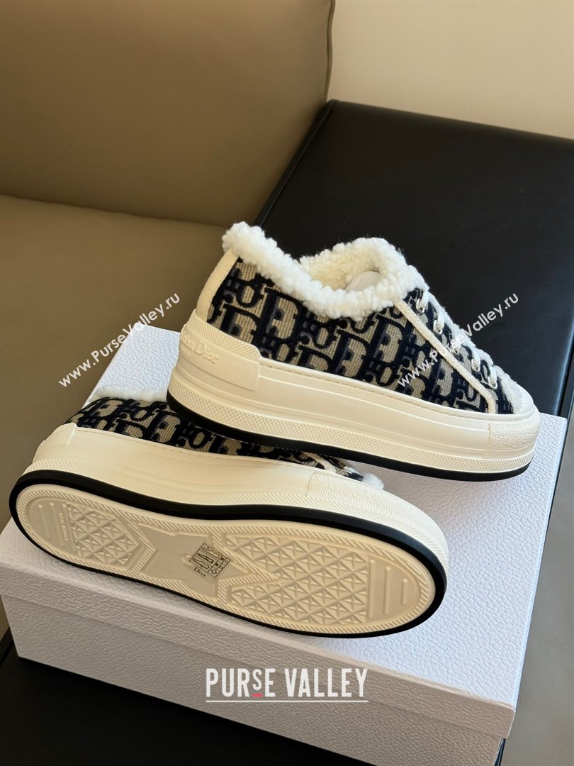 dior blue oblique shearling sneakers 2023 (365ss-231012-02)