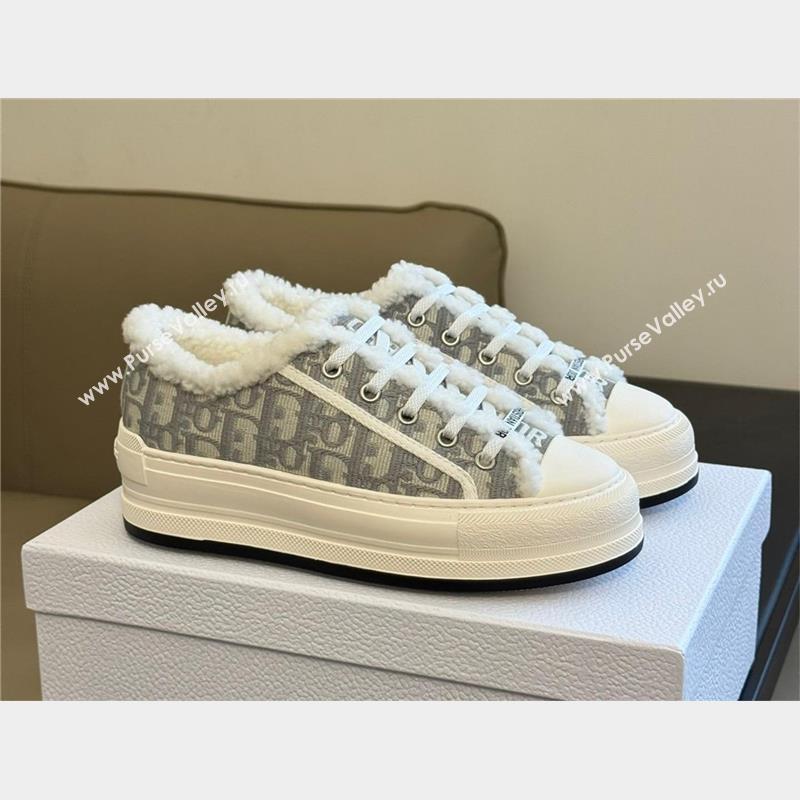 dior gray oblique shearling sneakers 2023 (365ss-231012-03)