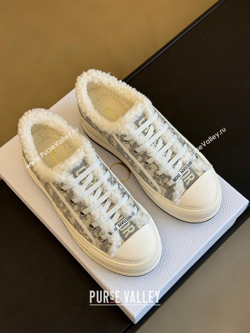 dior gray oblique shearling sneakers 2023 (365ss-231012-03)