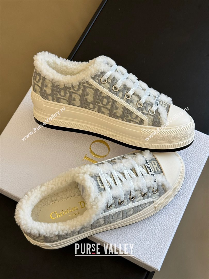 dior gray oblique shearling sneakers 2023 (365ss-231012-03)