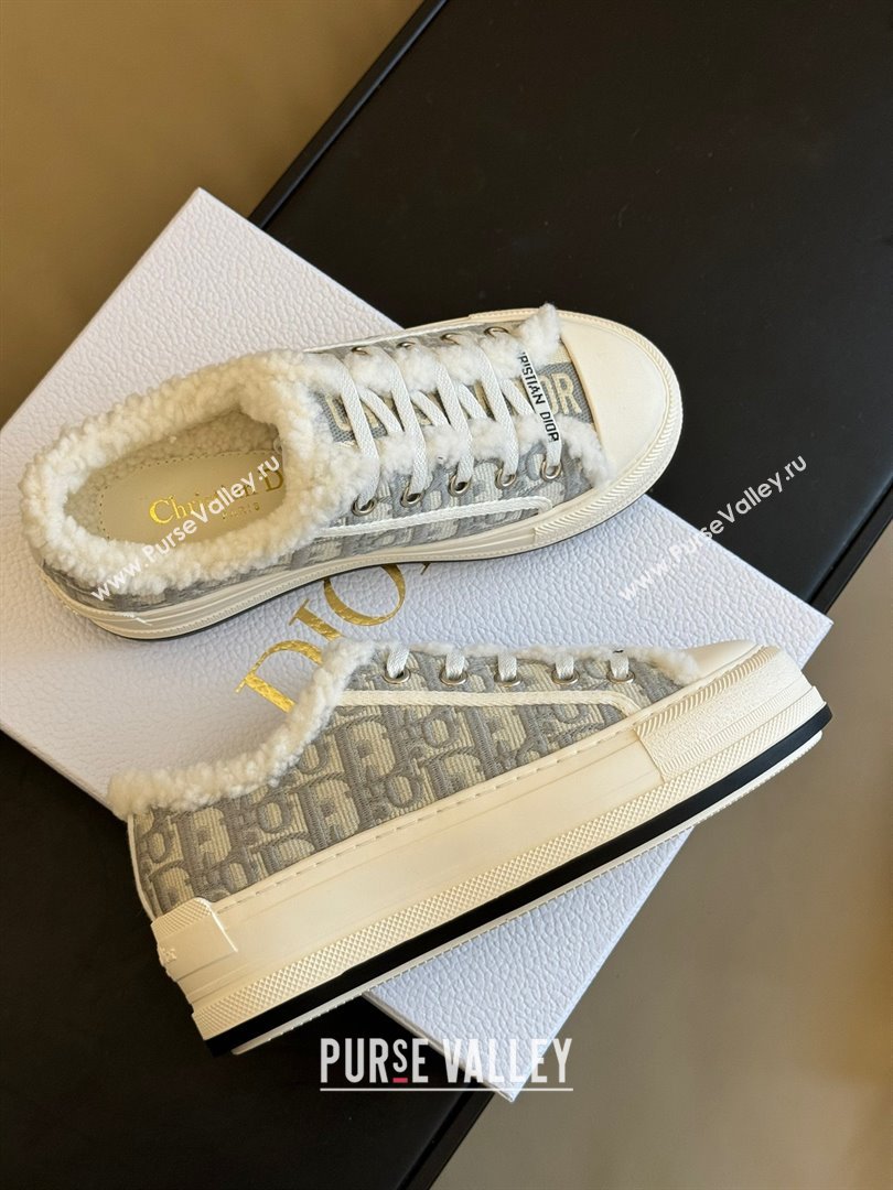 dior gray oblique shearling sneakers 2023 (365ss-231012-03)
