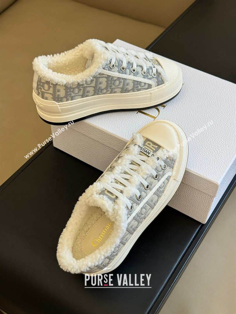 dior gray oblique shearling sneakers 2023 (365ss-231012-03)
