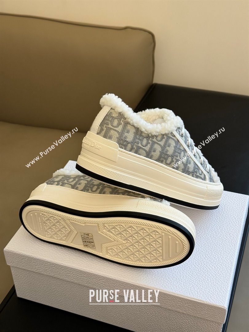 dior gray oblique shearling sneakers 2023 (365ss-231012-03)