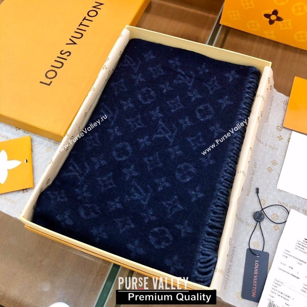 Louis Vuitton Monogram cashmere Scarf 175x35cm black (wtz-4716)