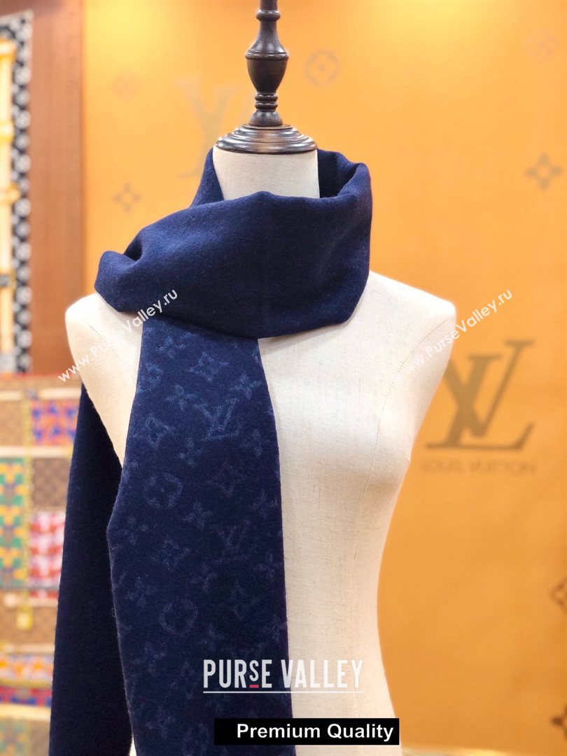 Louis Vuitton Monogram cashmere Scarf 175x35cm black (wtz-4716)