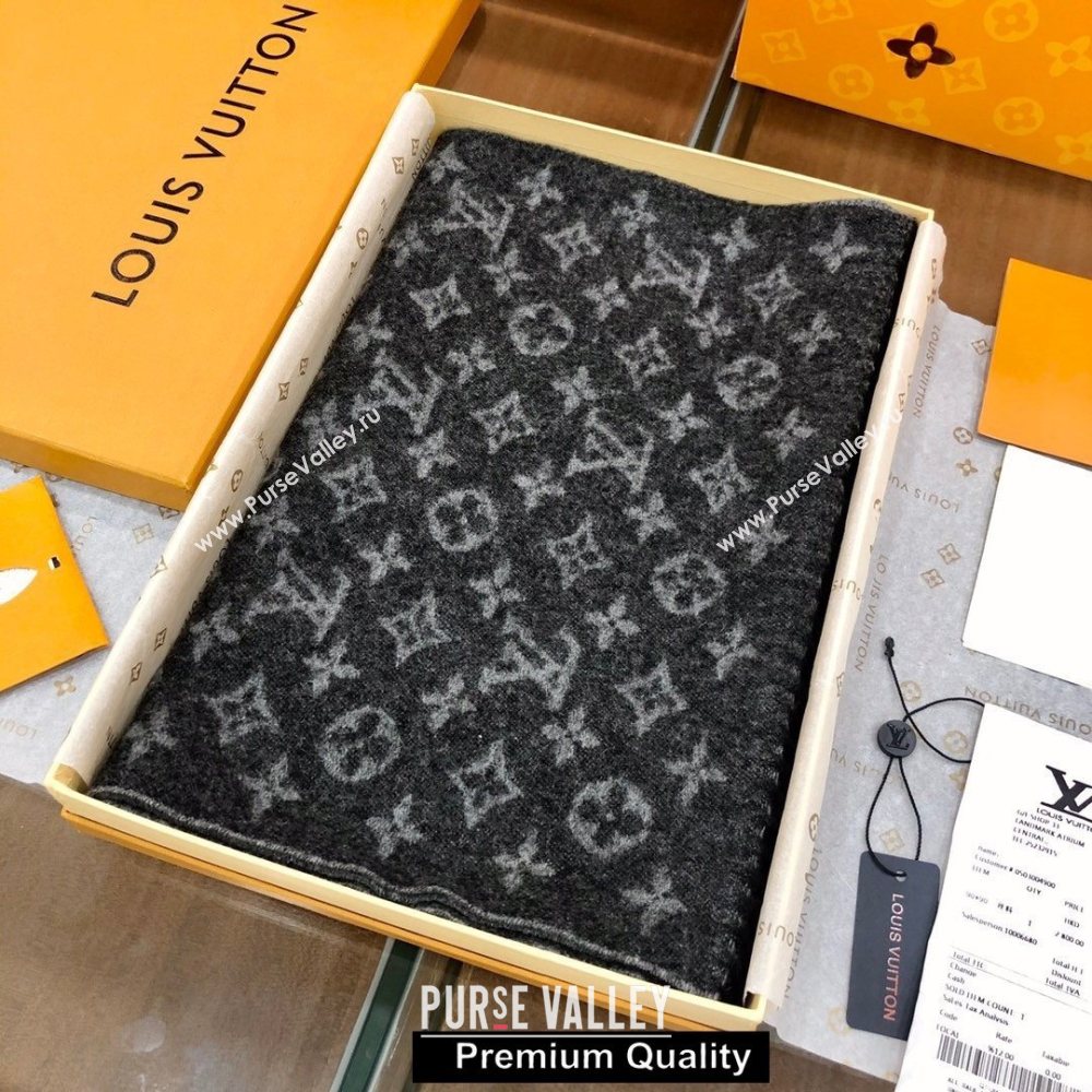 Louis Vuitton Monogram cashmere Scarf 175x35cm gray (wtz-5671)