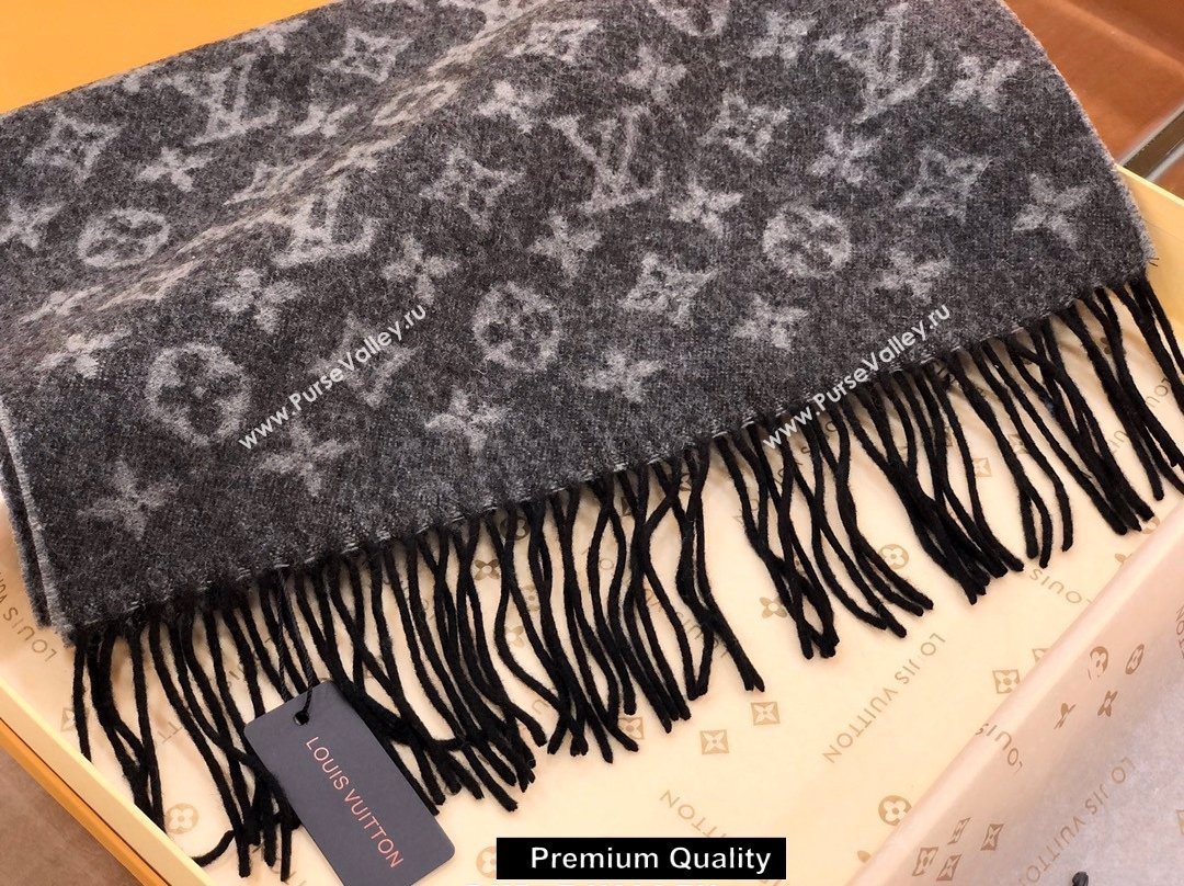 Louis Vuitton Monogram cashmere Scarf 175x35cm gray (wtz-5671)