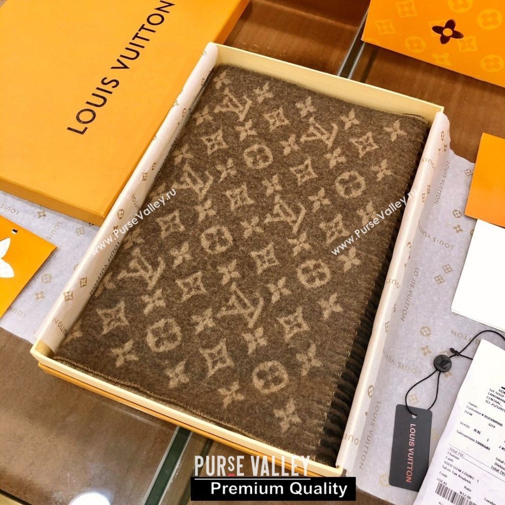 Louis Vuitton Monogram cashmere Scarf 175x35cm coffee (wtz-8317)