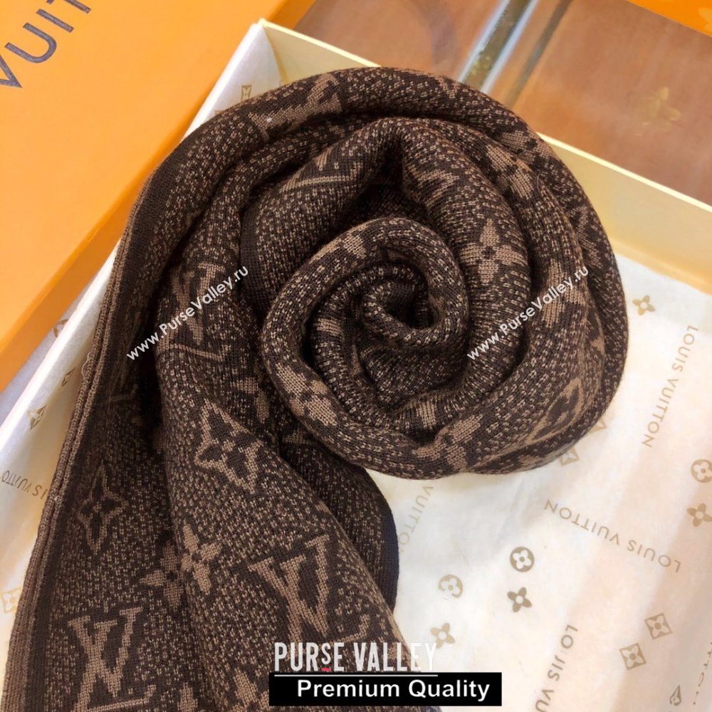 Louis Vuitton Monogram cashmere Scarf 180x30cm coffee (qiqi-8918)