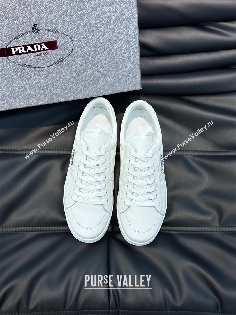 Prada Leather and Re-Nylon sneakers white 2EE376 2023 (shouhe-230919-02)