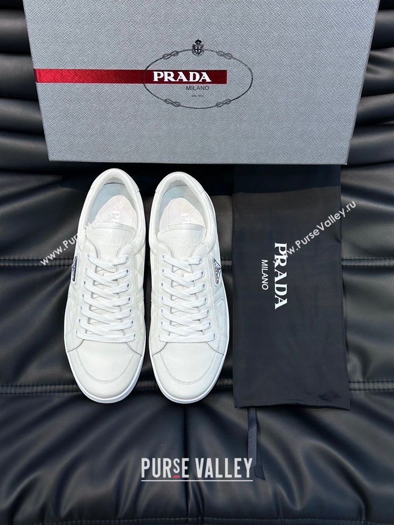 Prada Leather and Re-Nylon sneakers white 2EE376 2023 (shouhe-230919-02)