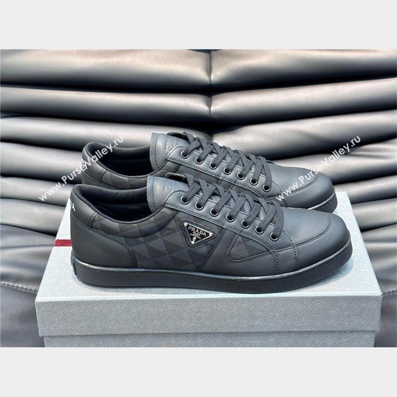Prada Leather and Re-Nylon sneakers black 2EE376 2023 (shouhe-230919-01)
