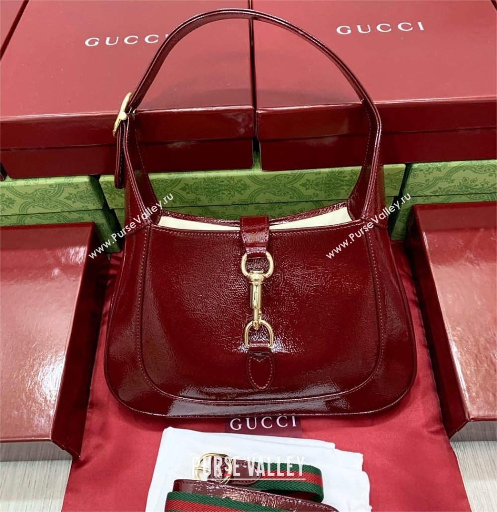 Gucci Jackie small shoulder bag 782849 IN Rosso Ancora red patent leather 2024 (DELIHANG-240423-10)