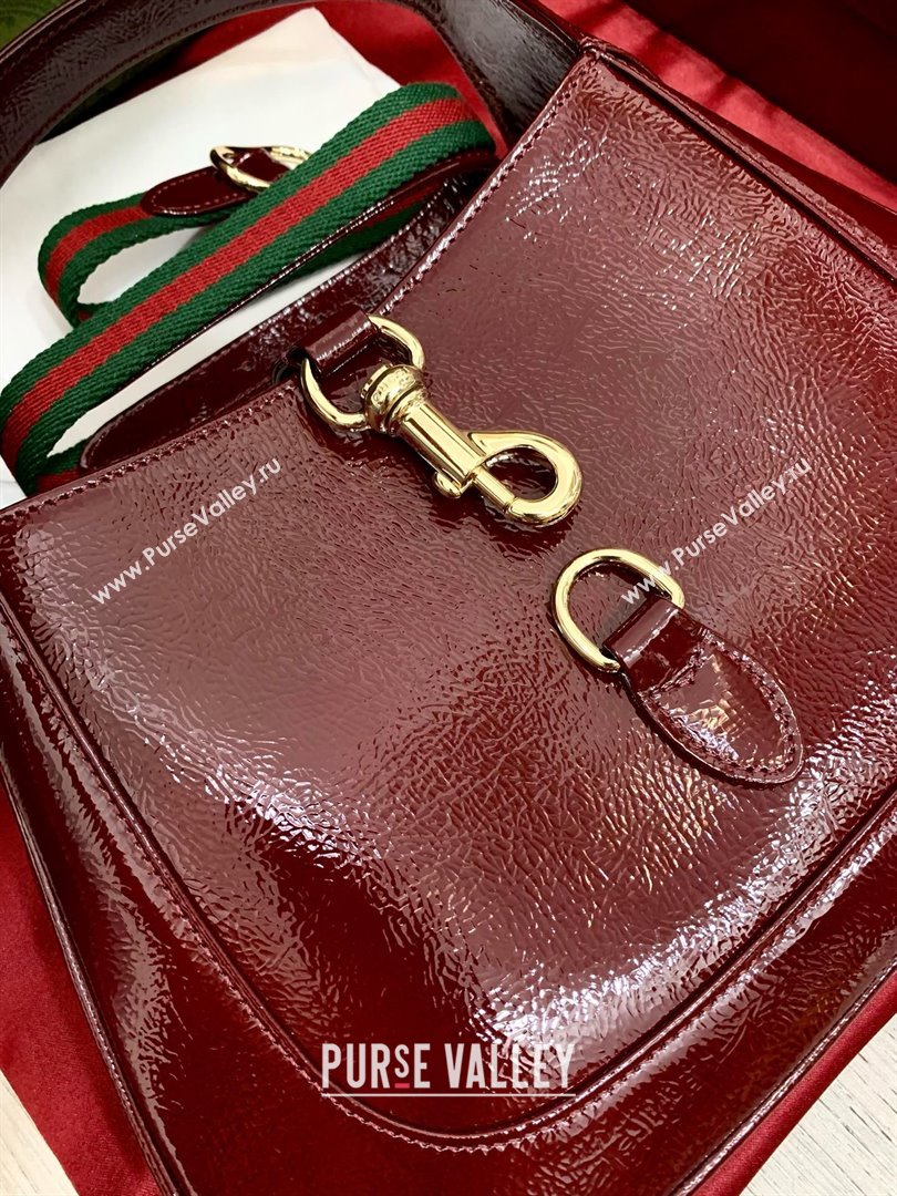 Gucci Jackie small shoulder bag 782849 IN Rosso Ancora red patent leather 2024 (DELIHANG-240423-10)