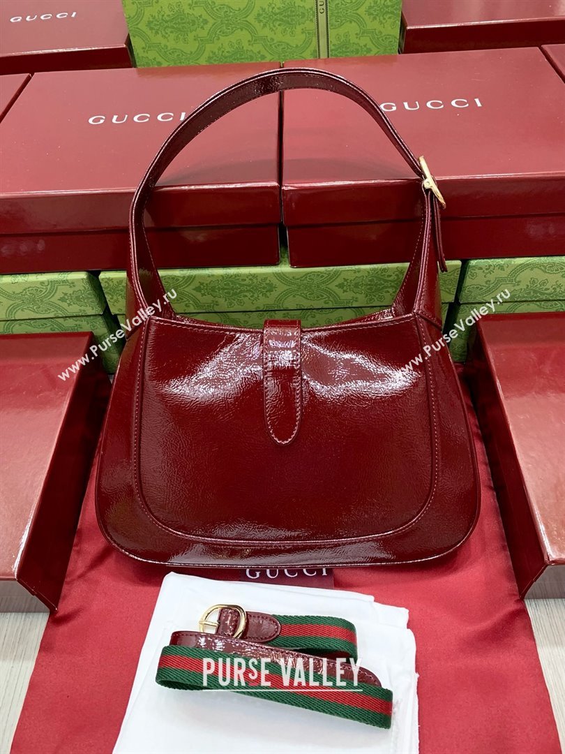 Gucci Jackie small shoulder bag 782849 IN Rosso Ancora red patent leather 2024 (DELIHANG-240423-10)