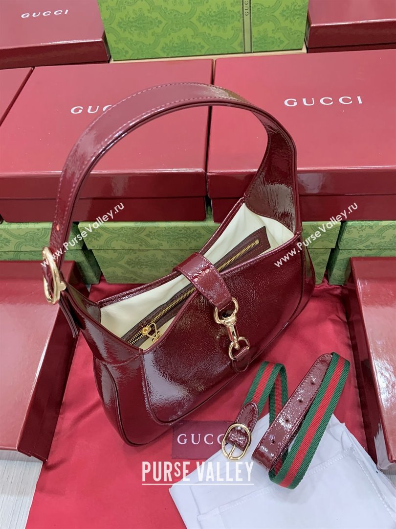 Gucci Jackie small shoulder bag 782849 IN Rosso Ancora red patent leather 2024 (DELIHANG-240423-10)