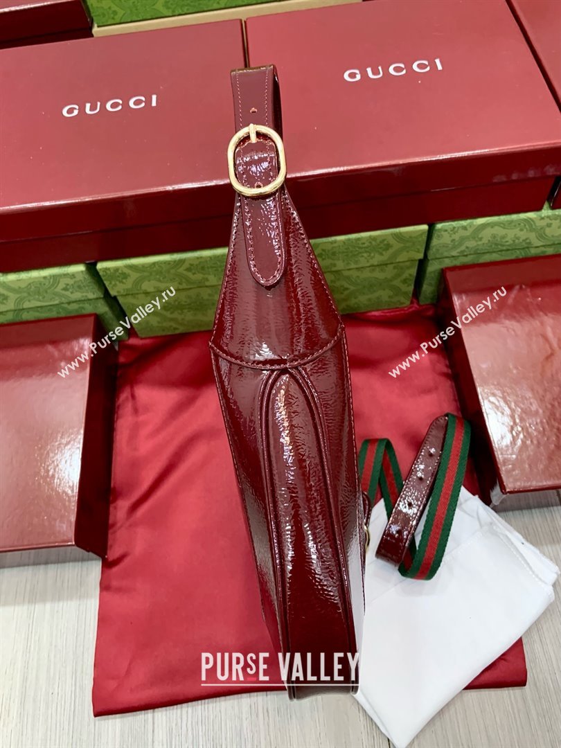 Gucci Jackie small shoulder bag 782849 IN Rosso Ancora red patent leather 2024 (DELIHANG-240423-10)