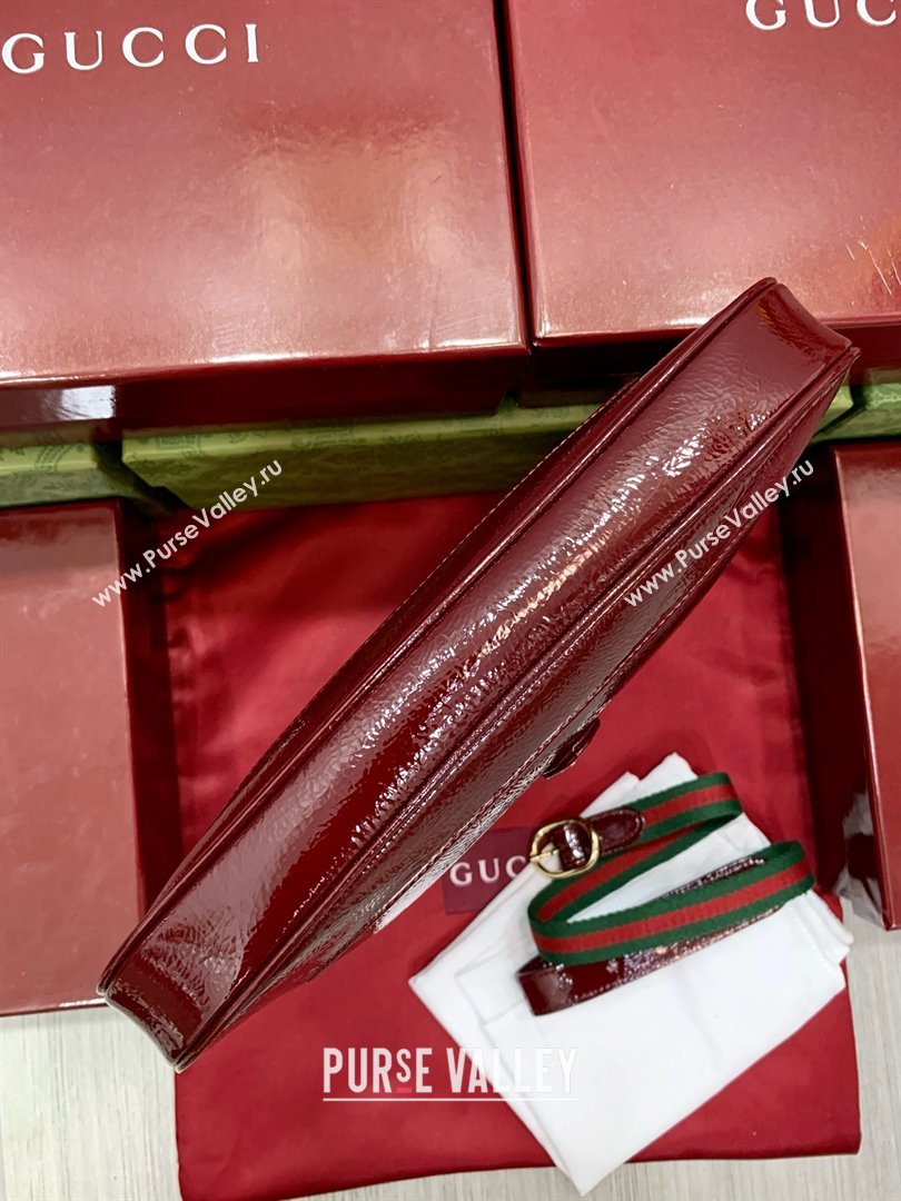 Gucci Jackie small shoulder bag 782849 IN Rosso Ancora red patent leather 2024 (DELIHANG-240423-10)