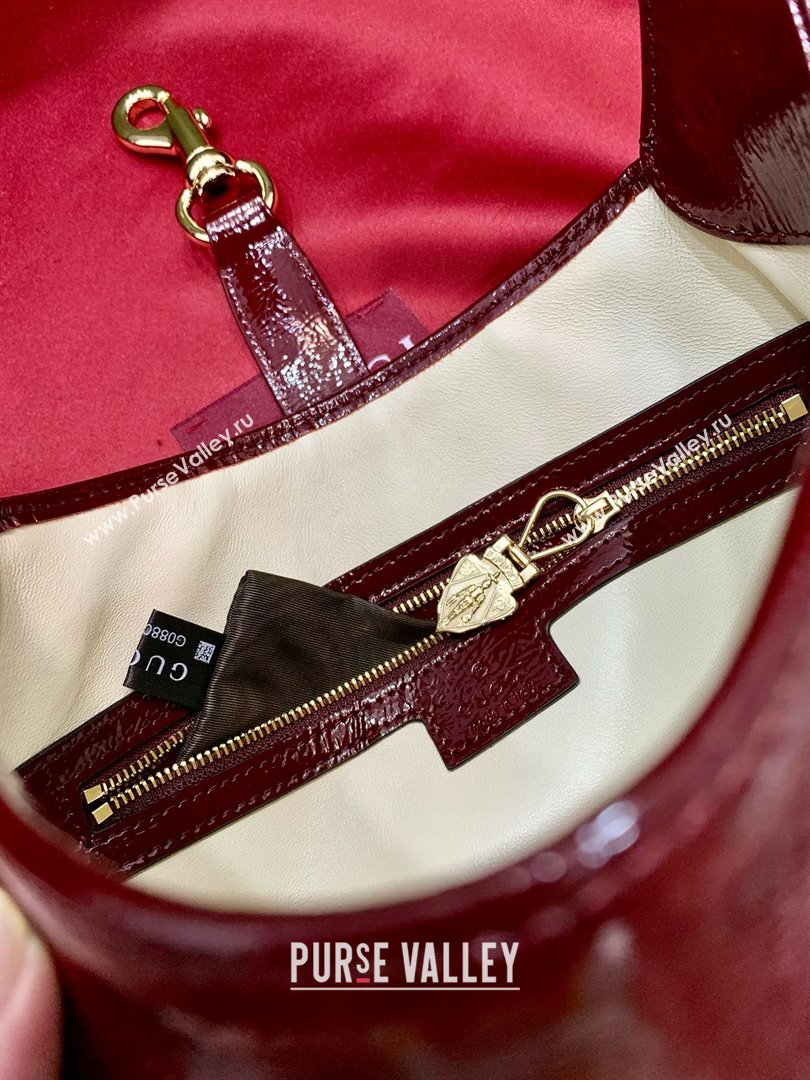 Gucci Jackie small shoulder bag 782849 IN Rosso Ancora red patent leather 2024 (DELIHANG-240423-10)