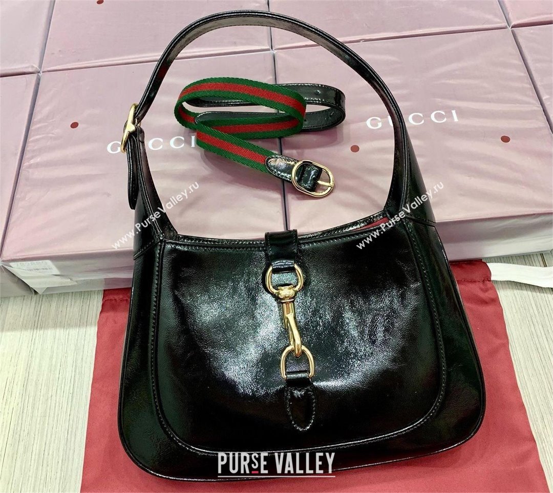 Gucci Jackie small shoulder bag 782849 IN BLACK patent leather 2024 (DELIHANG-240423-12)