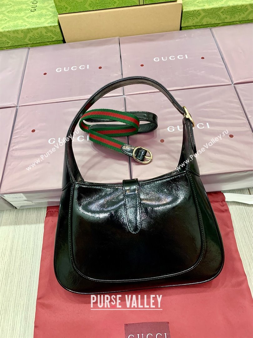 Gucci Jackie small shoulder bag 782849 IN BLACK patent leather 2024 (DELIHANG-240423-12)