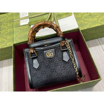 Gucci Diana mini tote bag canvas with GG crystal 707449 BLACK (DELIHANG-240423-24)