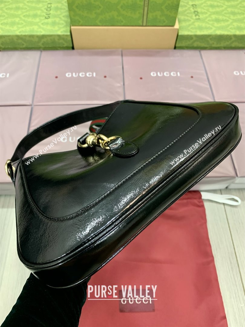 Gucci Jackie small shoulder bag 782849 IN BLACK patent leather 2024 (DELIHANG-240423-12)