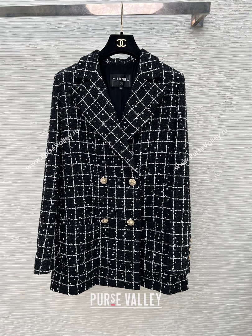 CHANEL Tweed Sequins Black White JACKET P75797 2023 FW (QIQI-231110-03)