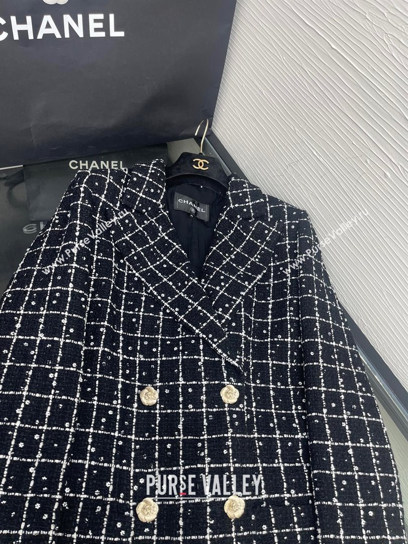 chaneI Tweed Sequins Black White JACKET P75797 2023 FW (QIQI-231110-03)